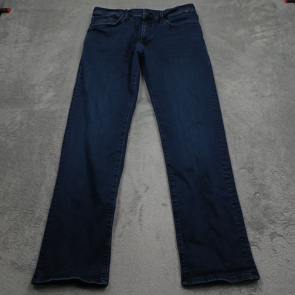 Mavi Jeans Mens 33x32 Blue Denim Mid Rise Zach Straight Preppy Distressed
